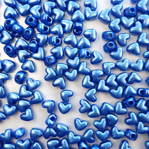 Heart Plastic Pony Beads, 13mm, Dark Blue Pearl, 125 beads