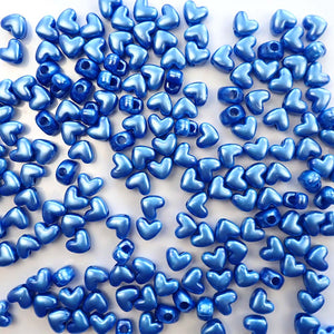 Heart Plastic Pony Beads, 13mm, Dark Blue Pearl, 125 beads