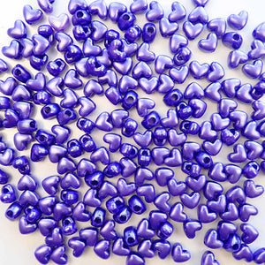 Heart Plastic Pony Beads, 13mm, Dark Purple Pearl, 125 beads