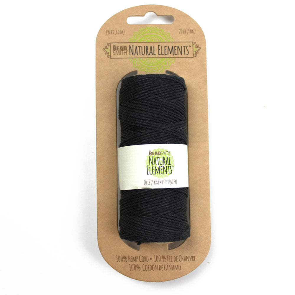 Black Hemp Cord Spool, 20lb, 197 ft