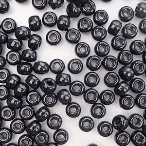 Large Size Plastic Pony Beads  8x11mm, Black Opaque, 250 beads
