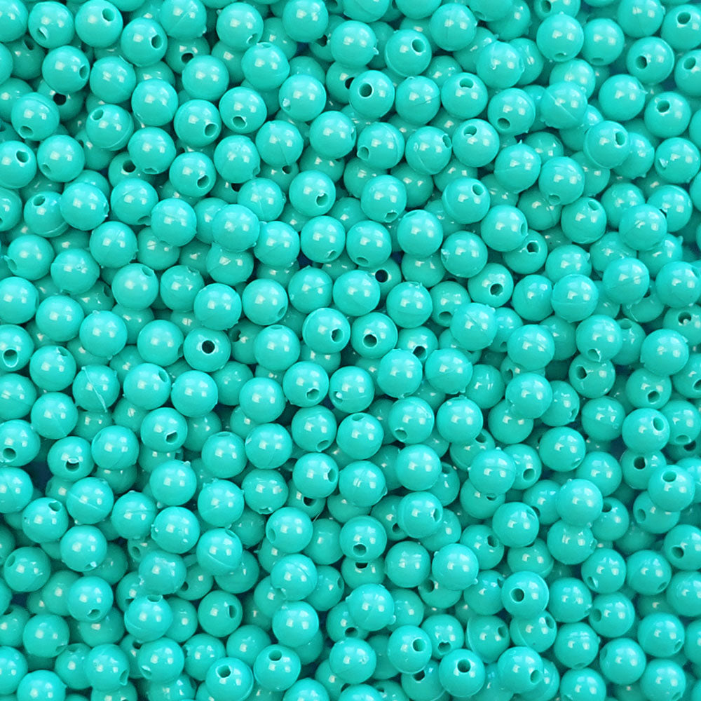 6mm Round Plastic Craft Beads, Light Turquoise Opaque, 500 beads
