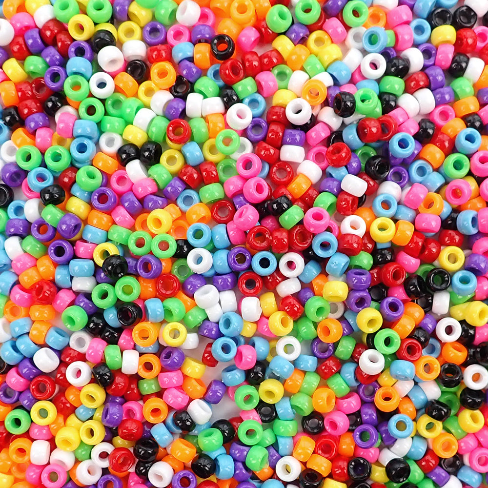 Opaque Mix Plastic Mini Pony Beads 4 x 7mm, 1000 beads