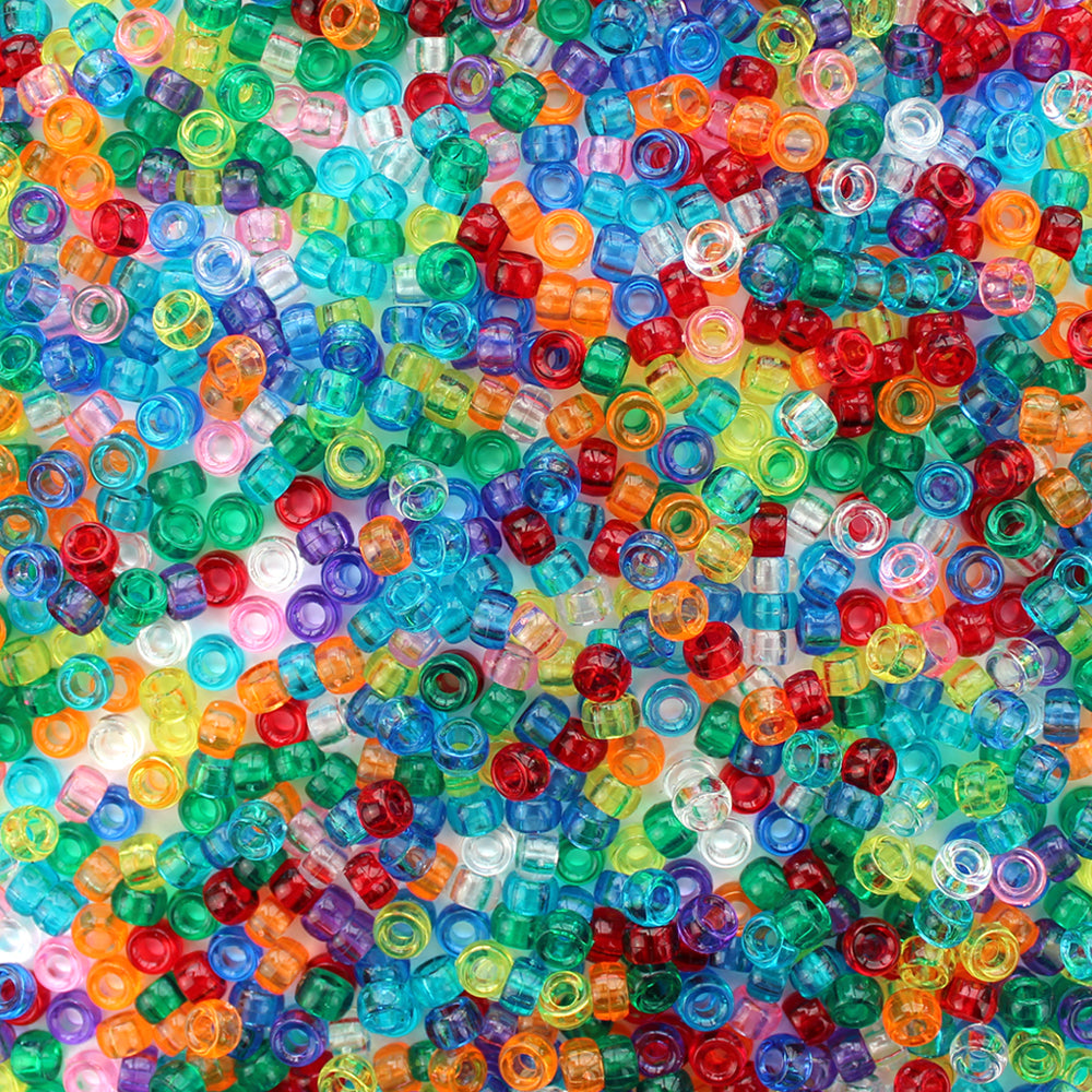 Transparent Mix Plastic Mini Pony Beads 4 x 7mm, 1000 beads