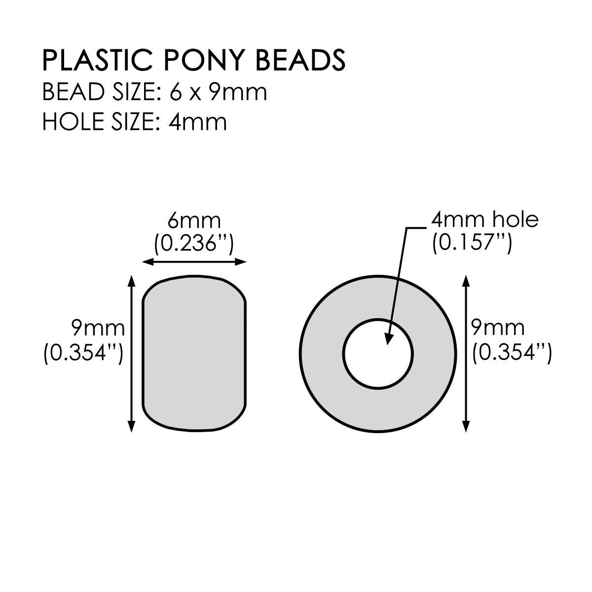 Bold Bright Mix Plastic Craft Pony Beads 6x9mm Bulk, Made in the USA - Pony  Beads Plus