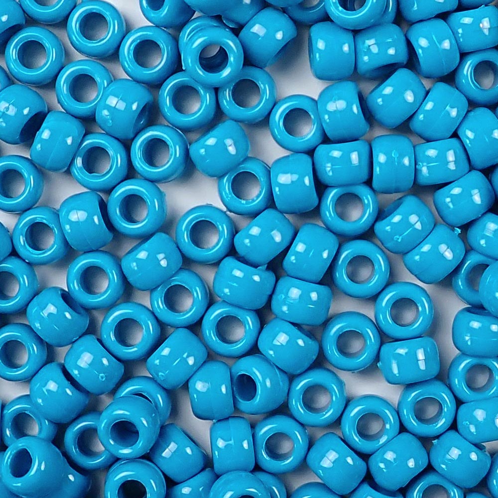 Turquoise Opaque Plastic Pony Beads 6 x 9mm, 500 beads