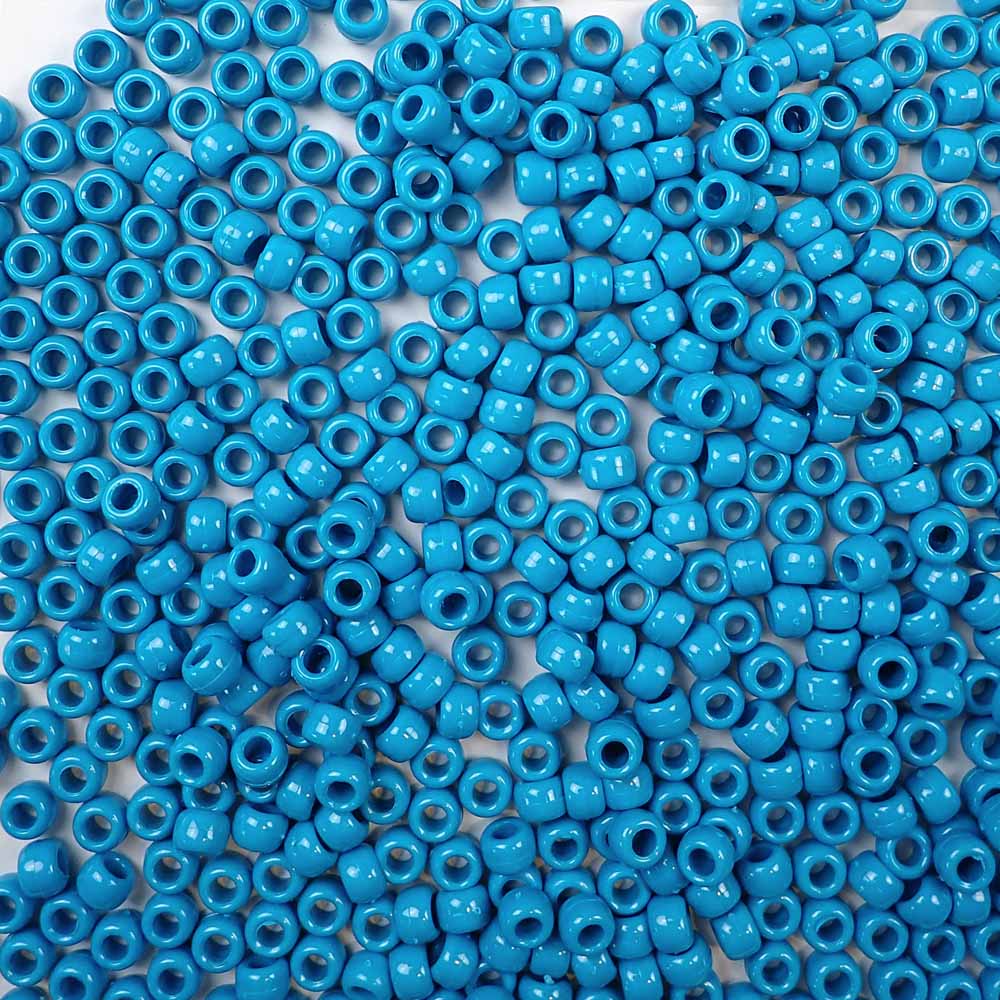 opaque turquoise 6 x 9mm plastic pony beads in bulk