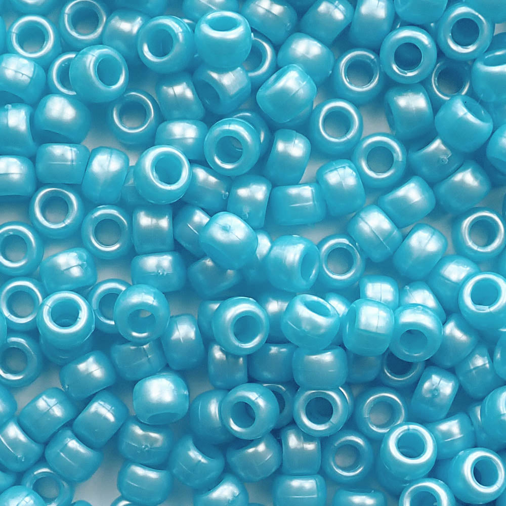 Light Blue Pearl Plastic Pony Beads 6 x 9mm, 500 beads
