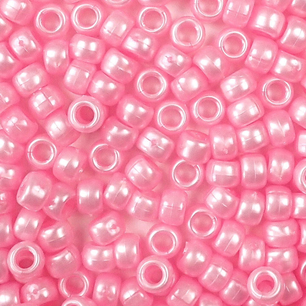 light pink pearl in 6 x 9mm plastic pony beads