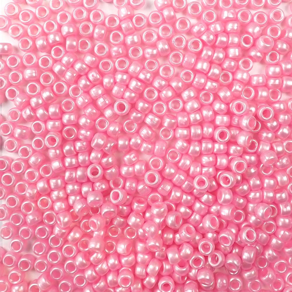 light pink pearl in 6 x 9mm plastic pony beads in bulk