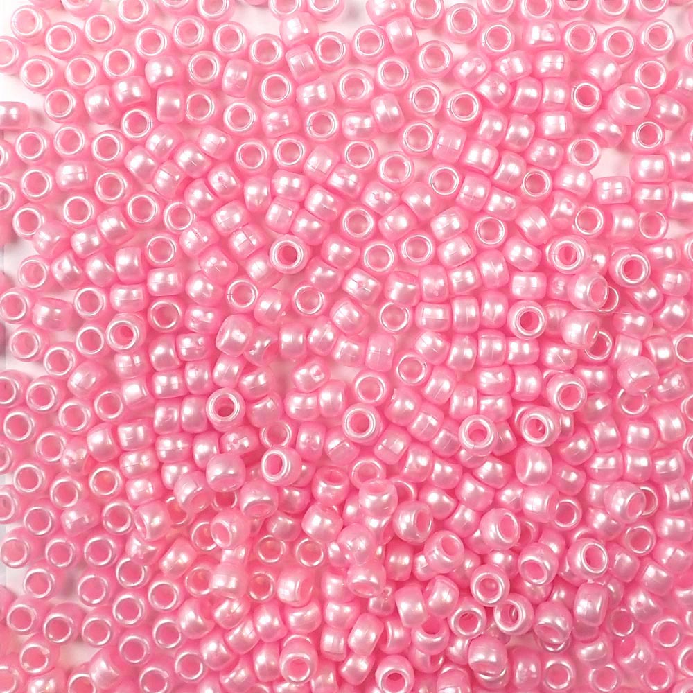 Light Pink Pearl Plastic Mini Pony Beads 4 x 7mm, 1000 beads