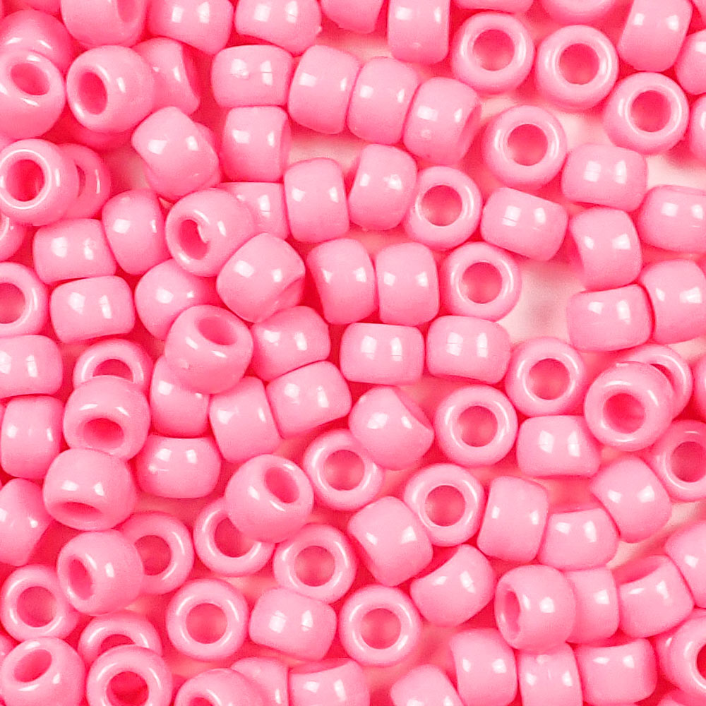 Pony Beads Hot Pink Opaque Large Hole Beads Made in USA