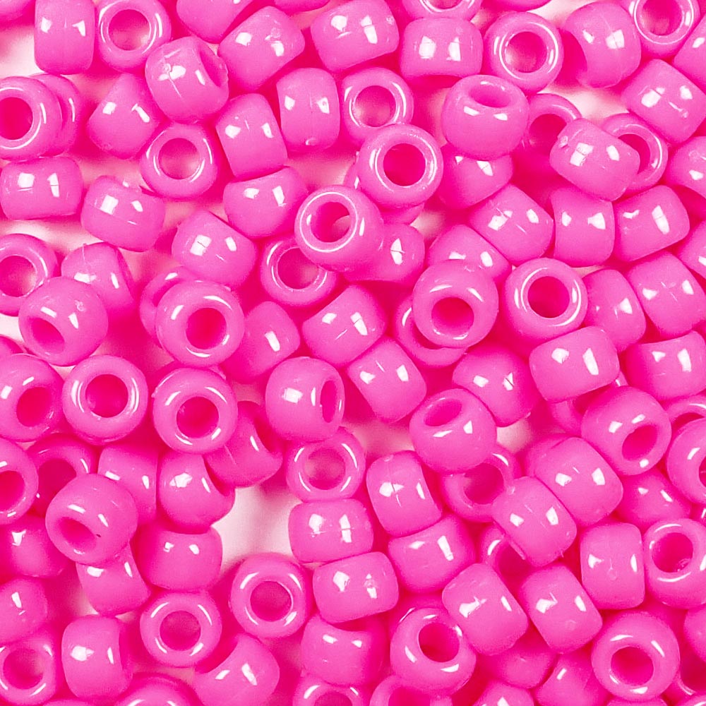 Hot Pink Pearl Plastic Craft Pony Beads 6 x 9mm, Bulk, Made in the USA - Pony  Beads Plus