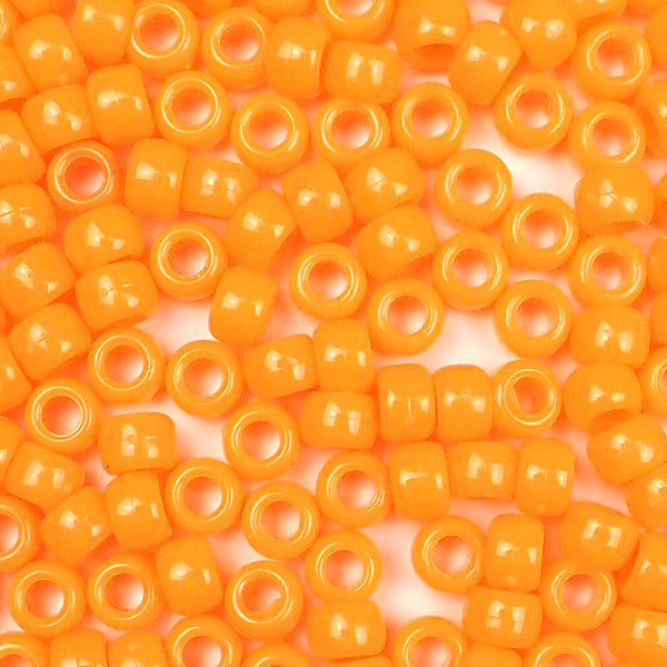 Peach Opaque Plastic Craft Pony Beads 6x9mm, Bulk, Made in the USA