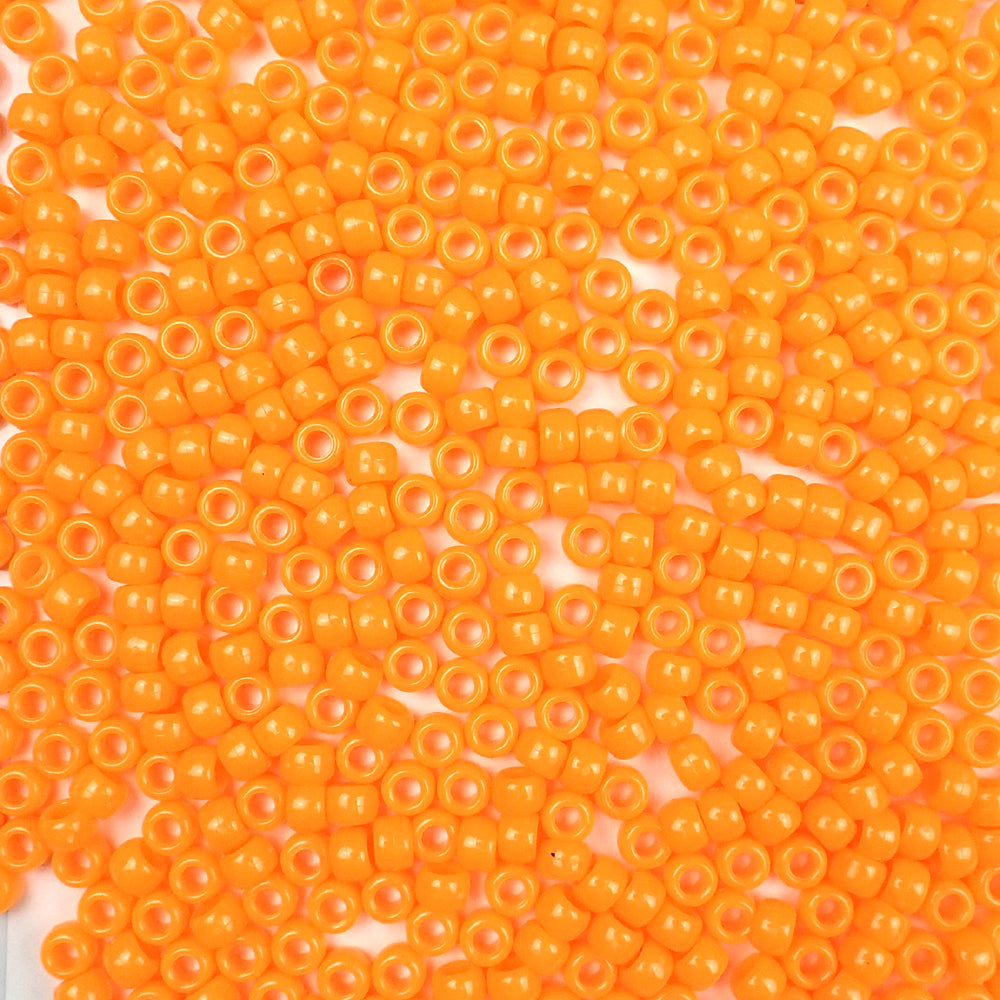 6 x 9mm plastic pony beads in opaque orange
