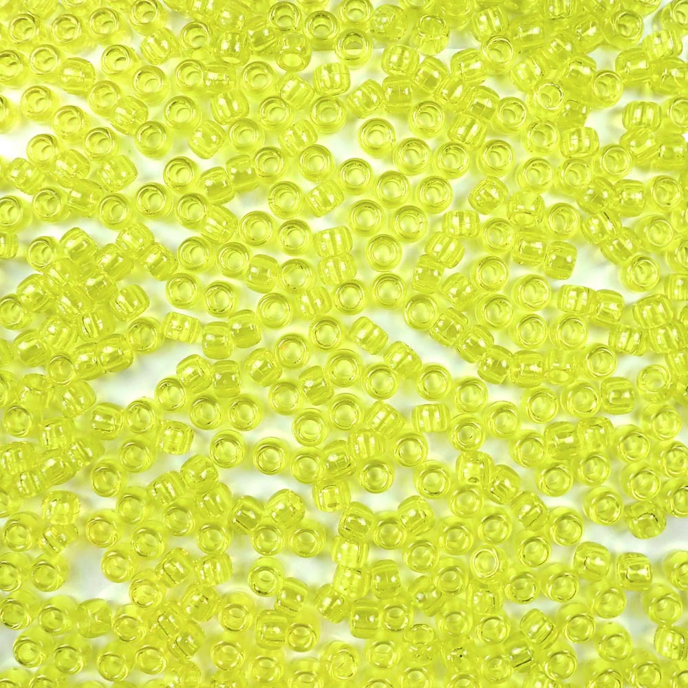 yellow transparent 6 x 9mm plastic pony beads in bulk