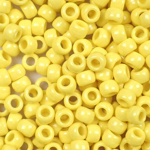 Yellow Opaque Plastic Pony Beads 6 x 9mm, 500 beads