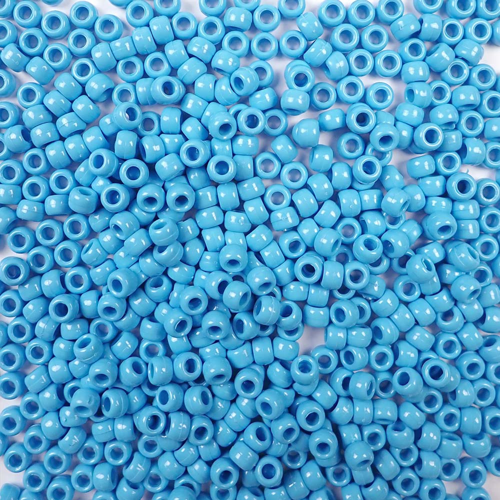 Sky Blue Pearl Plastic Craft Pony Beads 6x9mm, 500 beads Bulk Pack - Bead  Bee