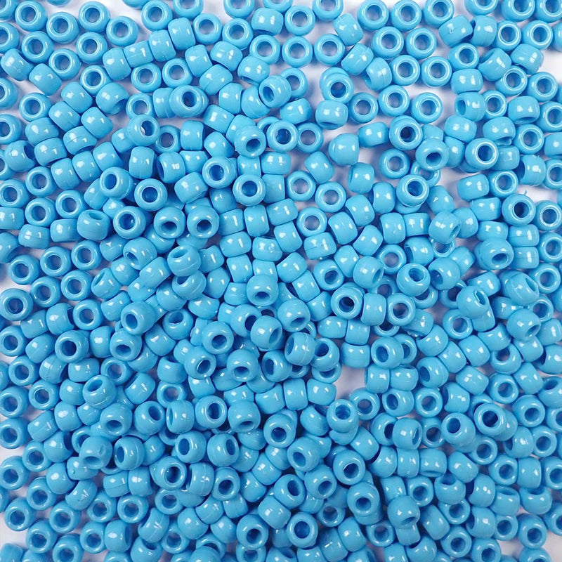 Light Blue Plastic Craft Pony Beads 6x9mm Bulk Pack - Pony Bead Store