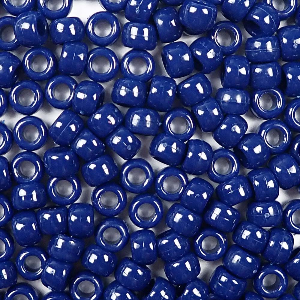 Navy Blue Opaque Plastic Pony Beads 6 x 9mm, 500 beads