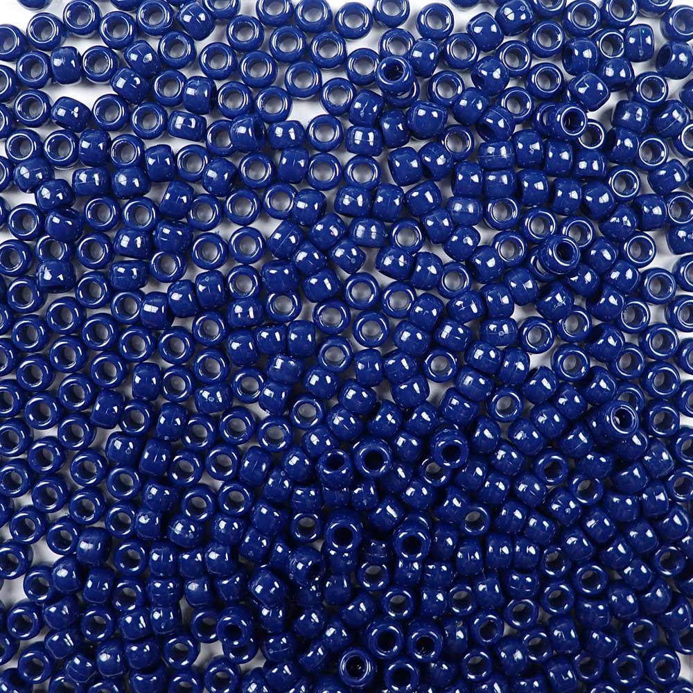 6 x 9mm plastic pony beads in navy blue
