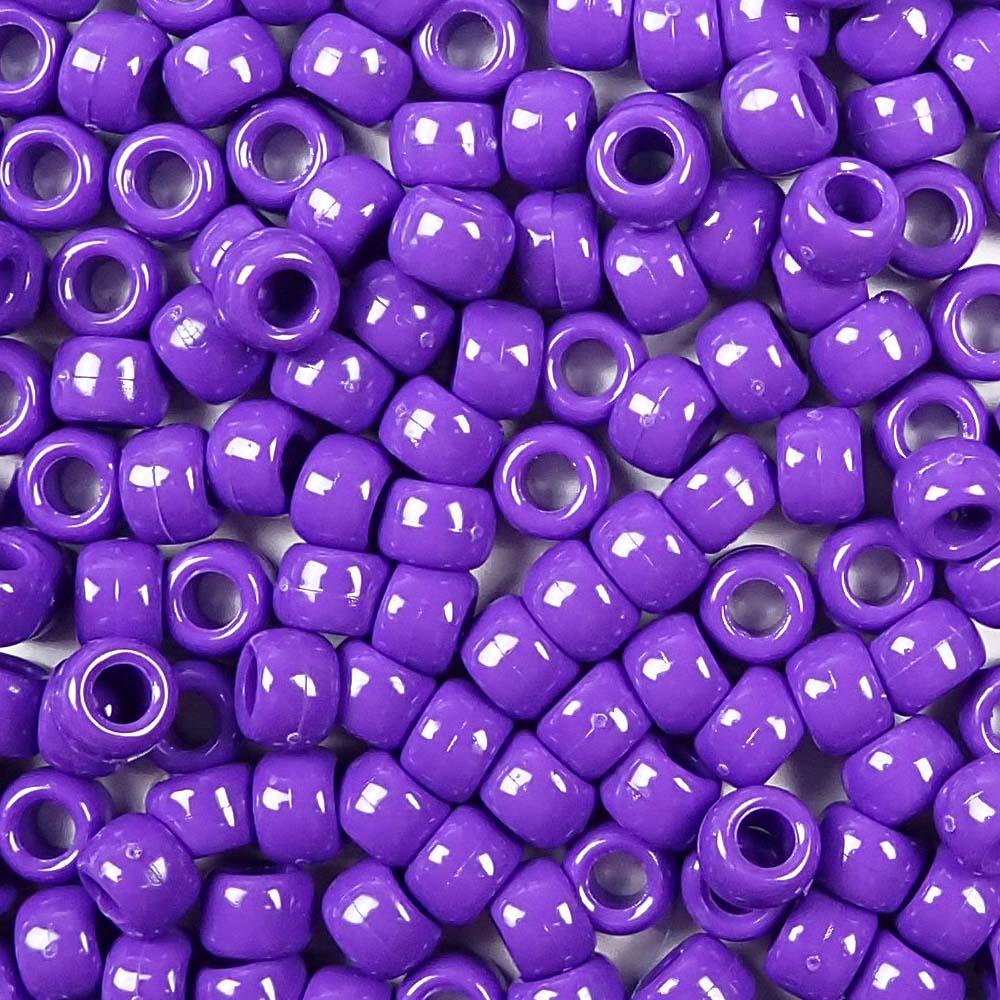 Purple Opaque Plastic Pony Beads 6 x 9mm, 150 beads