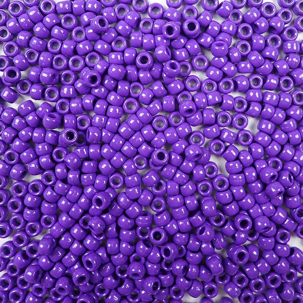 Purple Plastic Craft Pony Beads 6x9mm Bulk Pack - Pony Bead Store