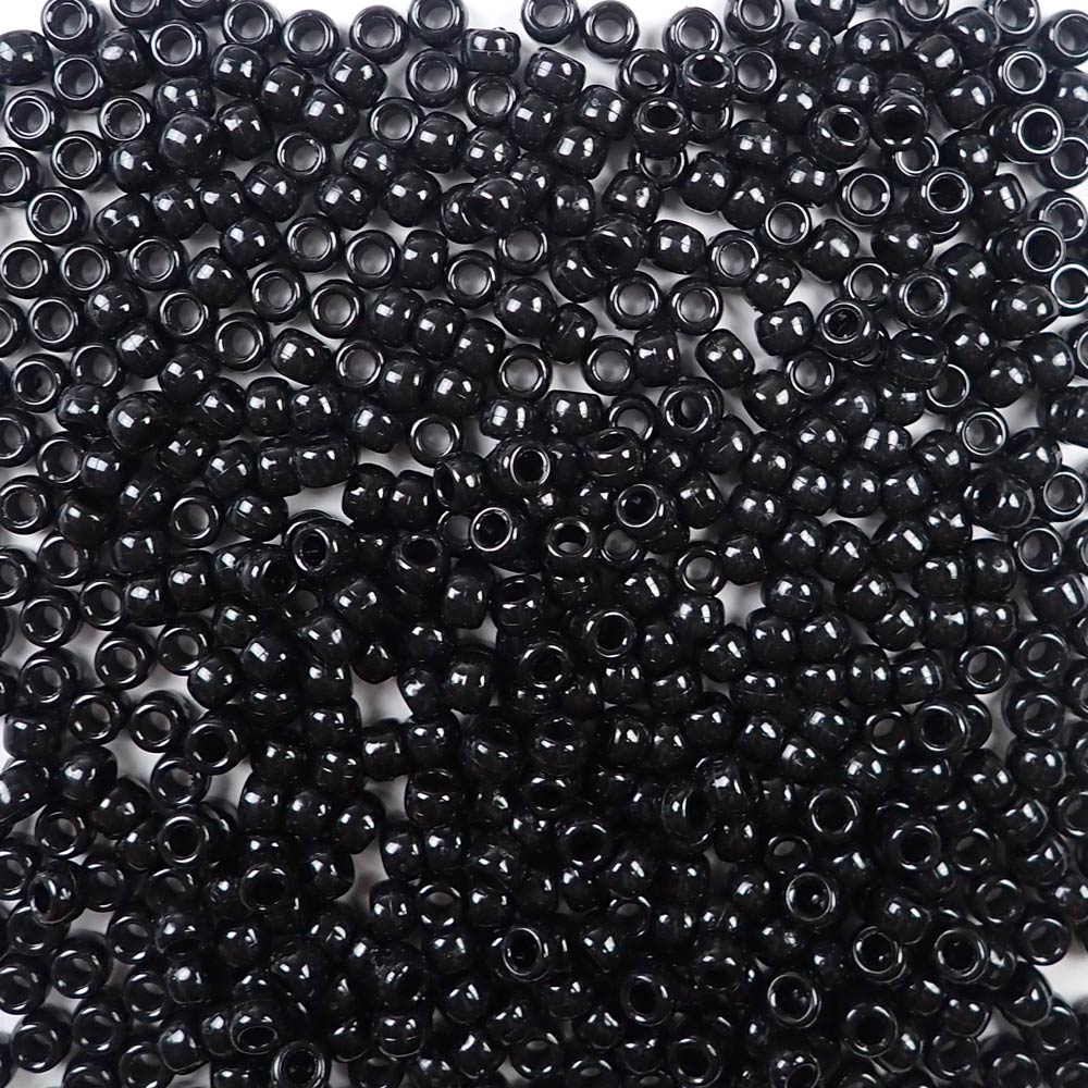 Black Pearl Plastic Craft Pony Beads 6x9mm, 500 beads Bulk Pack - Bead Bee