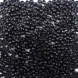 6 x 9mm plastic pony beads in black