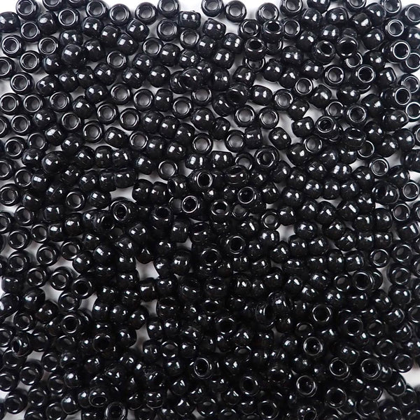 Black Large Plastic Pony Beads 8x11mm - Pony Bead Store