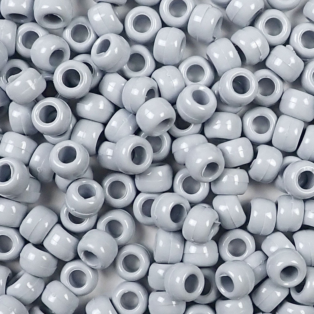 gray 6 x 9mm plastic pony beads in bulk
