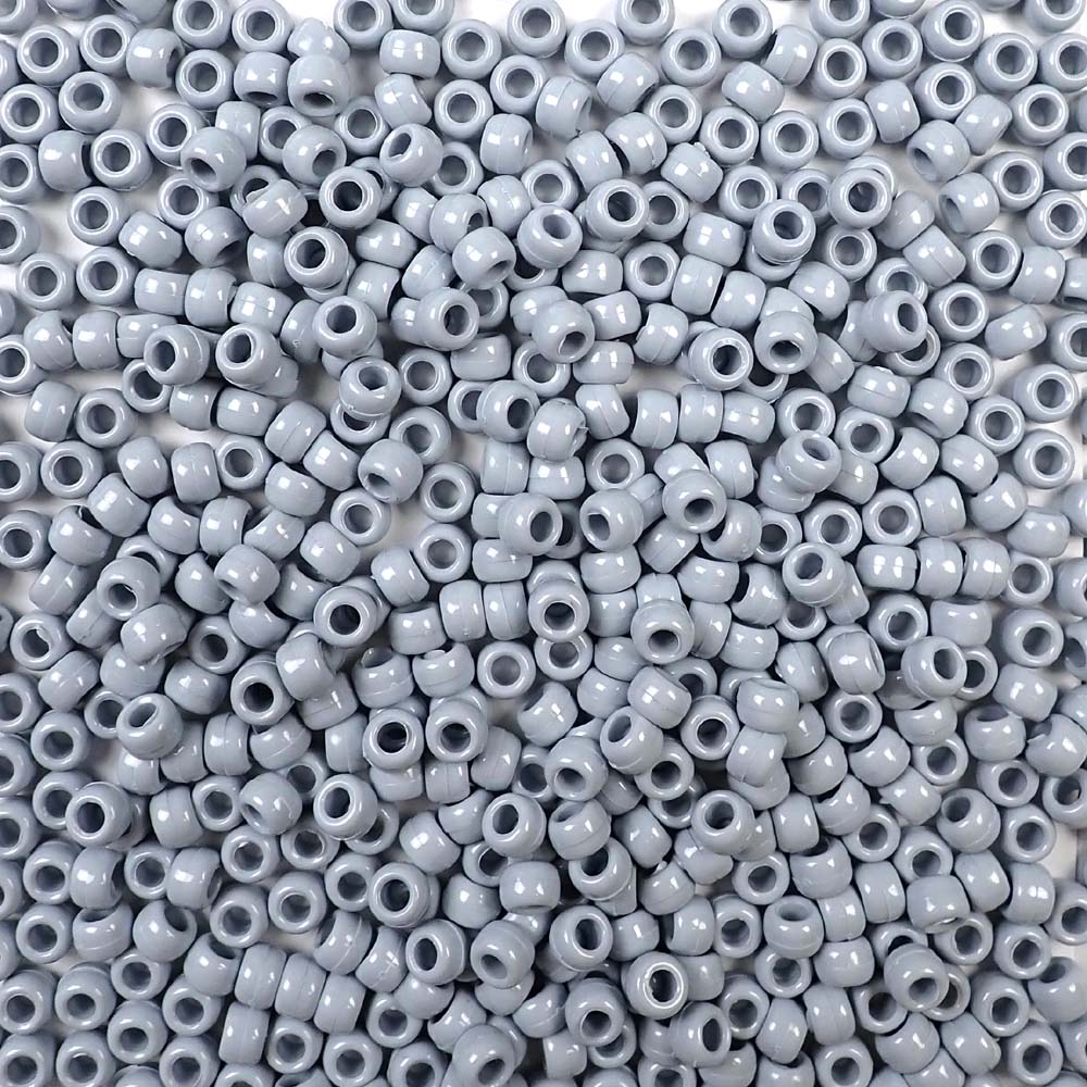 gray 6 x 9mm plastic pony beads in bulk