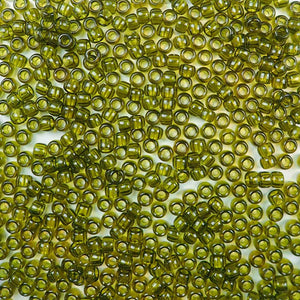 6 x 9mm plastic pony beads in transparent avocado green