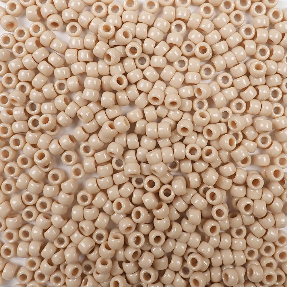 6 x 9mm plastic pony beads in dark ivory