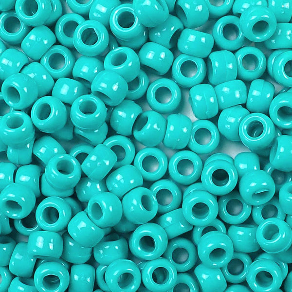 Heart Pony Beads, Opaque Lt. Turquoise (200 Pieces)