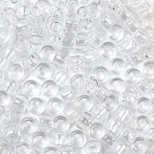 clear 6 x 9mm plastic pony beads in bulk
