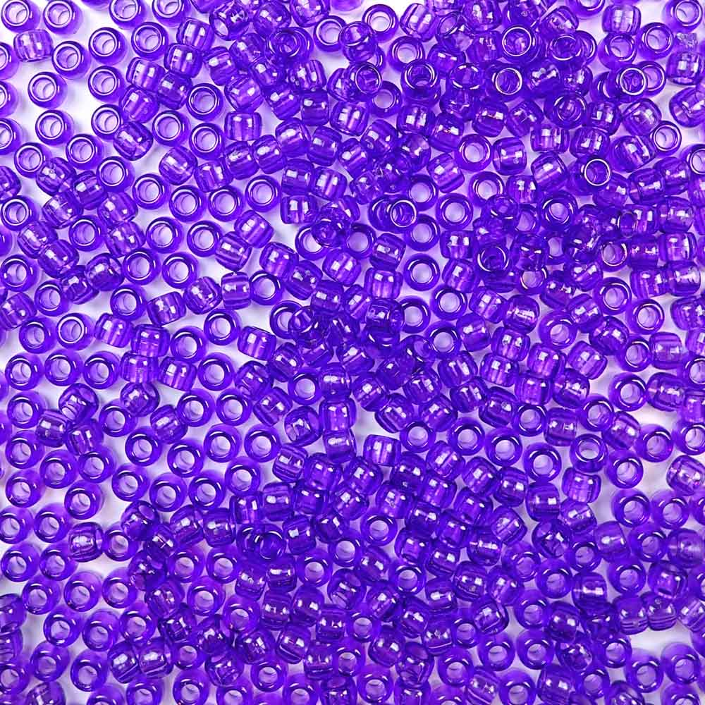 Medium Amethyst Purple Glitter Plastic Pony Beads 6 x 9mm, 500 beads