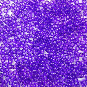 6 x 9mm plastic pony beads in transparent amethyst purple