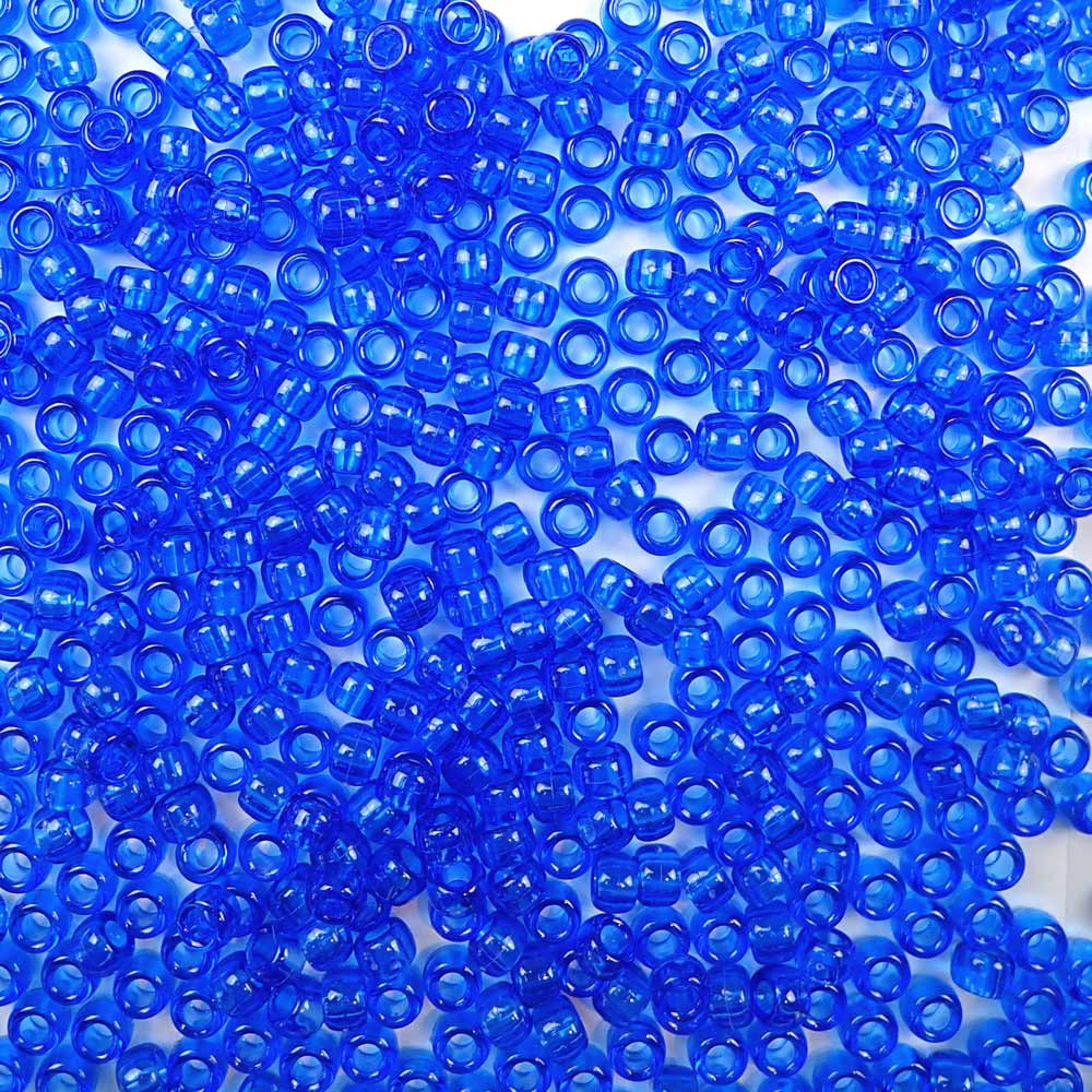 transparent dark sapphire blue 6 x 9mm plastic pony beads in bulk
