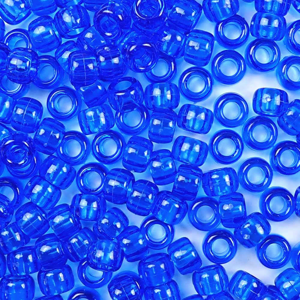 Dark Sapphire Blue Transparent Plastic Pony Beads 6 x 9mm, 500 beads