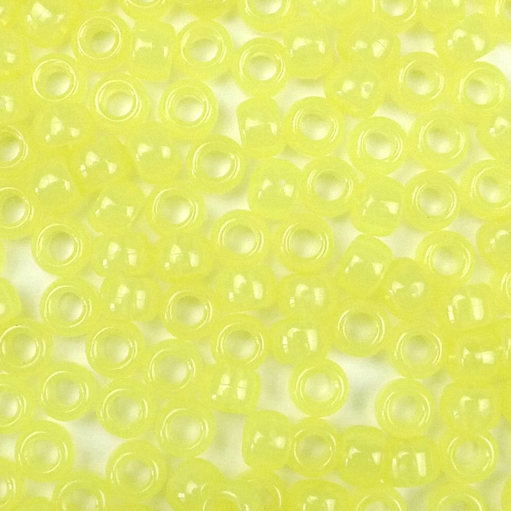 yellow glow in the dark 6 x 9mm plastic pony beads in bulk