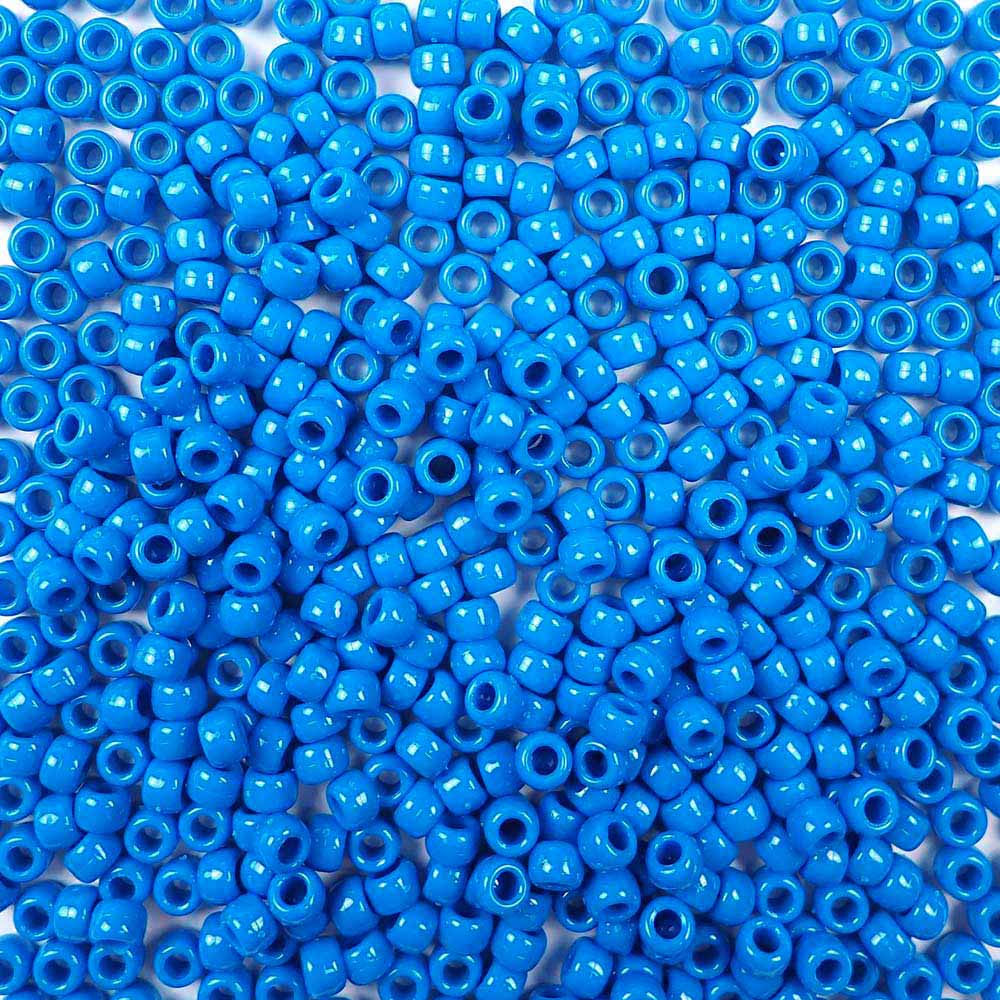true blue 6 x 9mm plastic pony beads in bulk