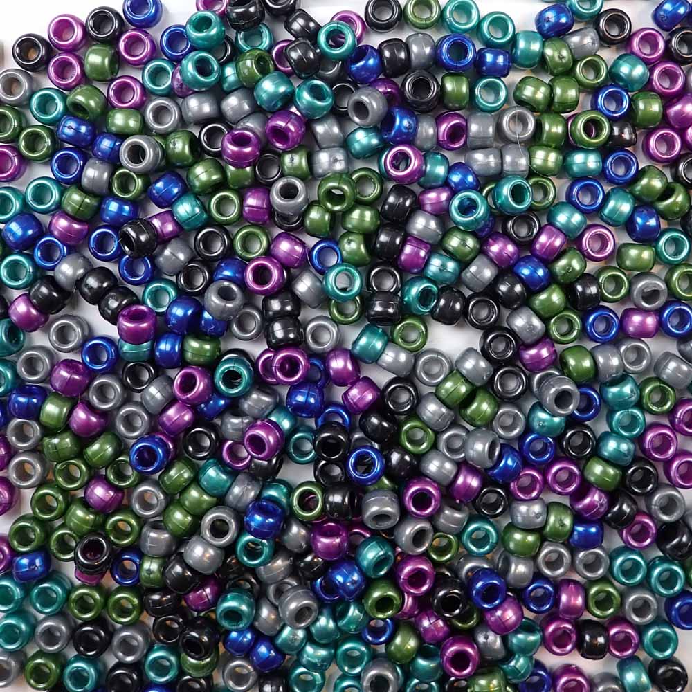 Cool pearl colors of 6 x 9mm Plastic Pony Beads