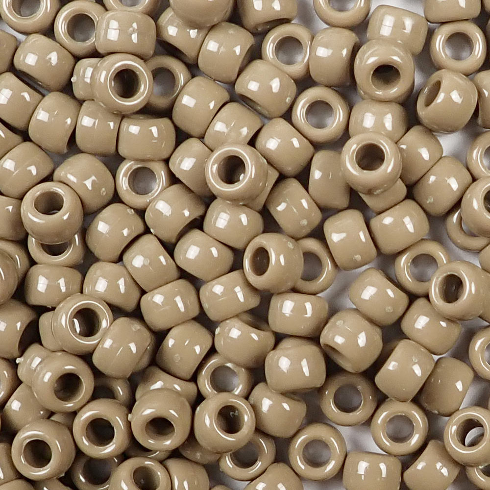 khaki 6 x 9mm plastic pony beads in bulk