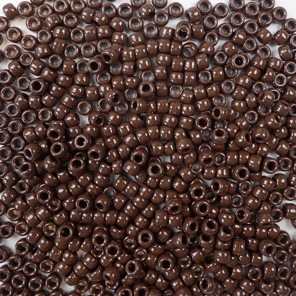 6 x 9mm plastic pony beads in chocolate brown