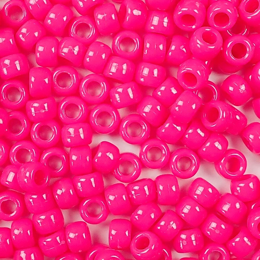 Red Opaque Plastic Pony Beads 6 x 9mm, 500 beads