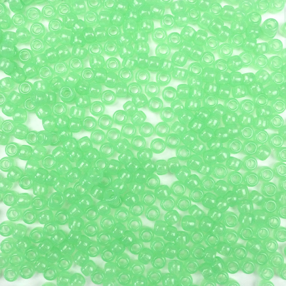 green glow in the dark 6 x 9mm plastic pony beads in bulk