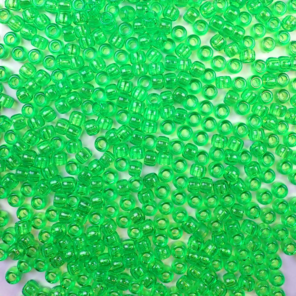 transparent mint green 6 x 9mm plastic pony beads