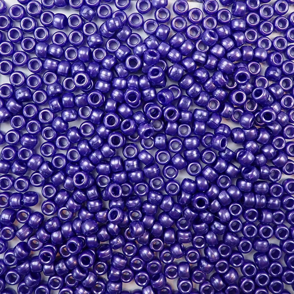 6 x 9mm plastic pony beads in dark purple pearl