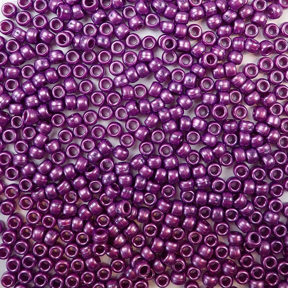violet pearl 6 x 9mm plastic pony beads in bulk